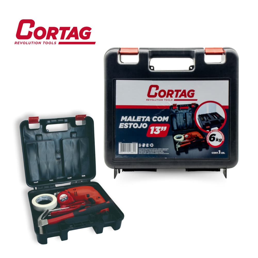 Maleta Caixa De Ferramentas Multiuso Plástica Estojo 13” Cortag 6kg Organização Resistente