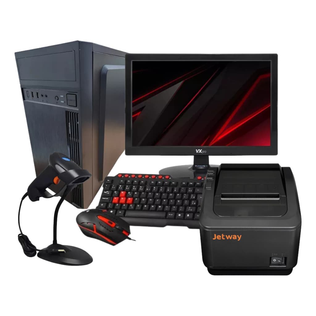 Kit Computador Loja Pdv 2 + Monitor + Leitor + Impressora