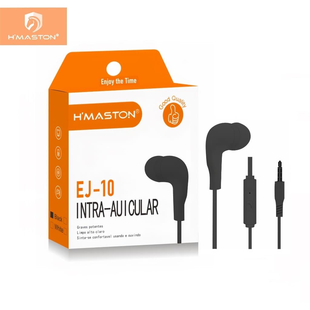 H'maston EJ-10  Fone De Ouvido 3.5mm Com Fio Intra-auricular 1,2 metros