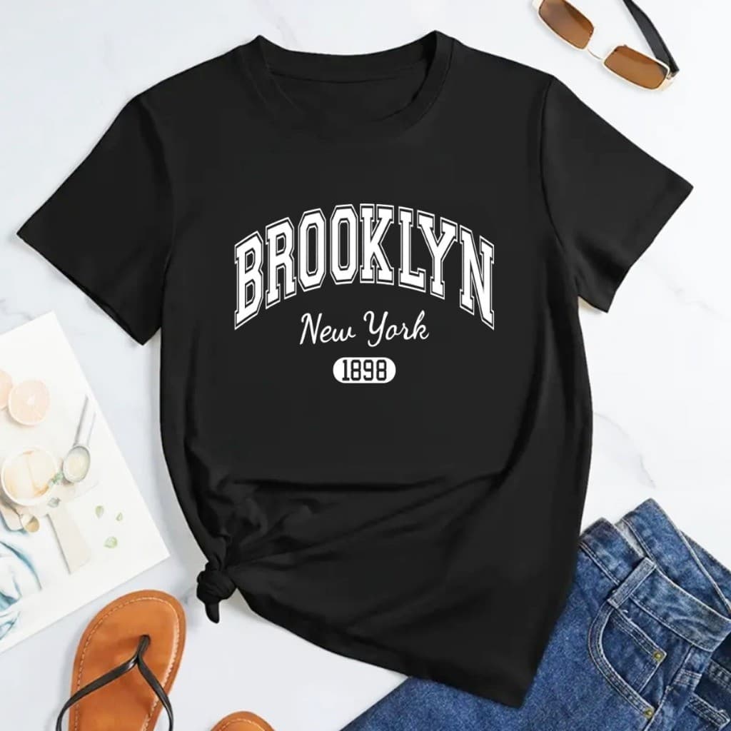 T-Shirt Feminina Estampada Brooklyn New York Camiseta 100% Algodão