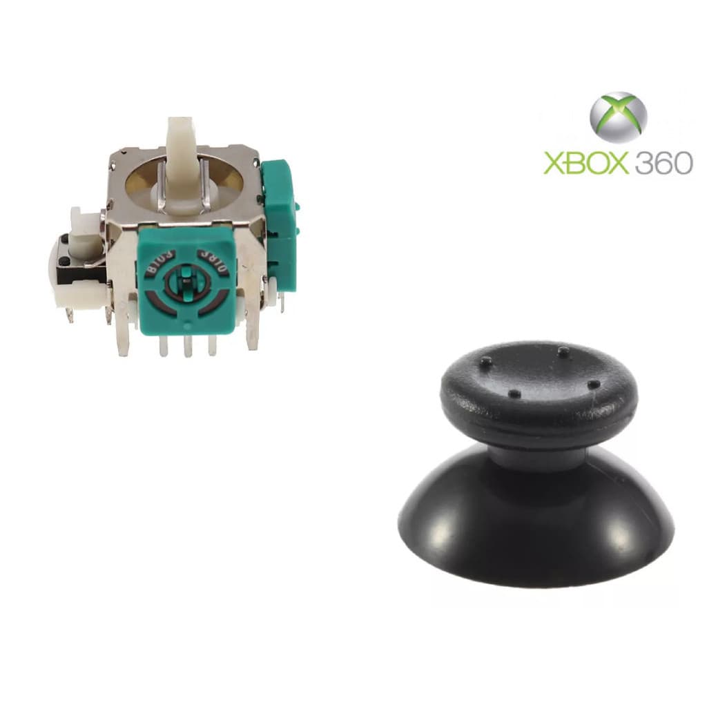 1x Analógico 3d Direcional + 1x Capa do Analogico Preto Compativel Controle de Xbox 360