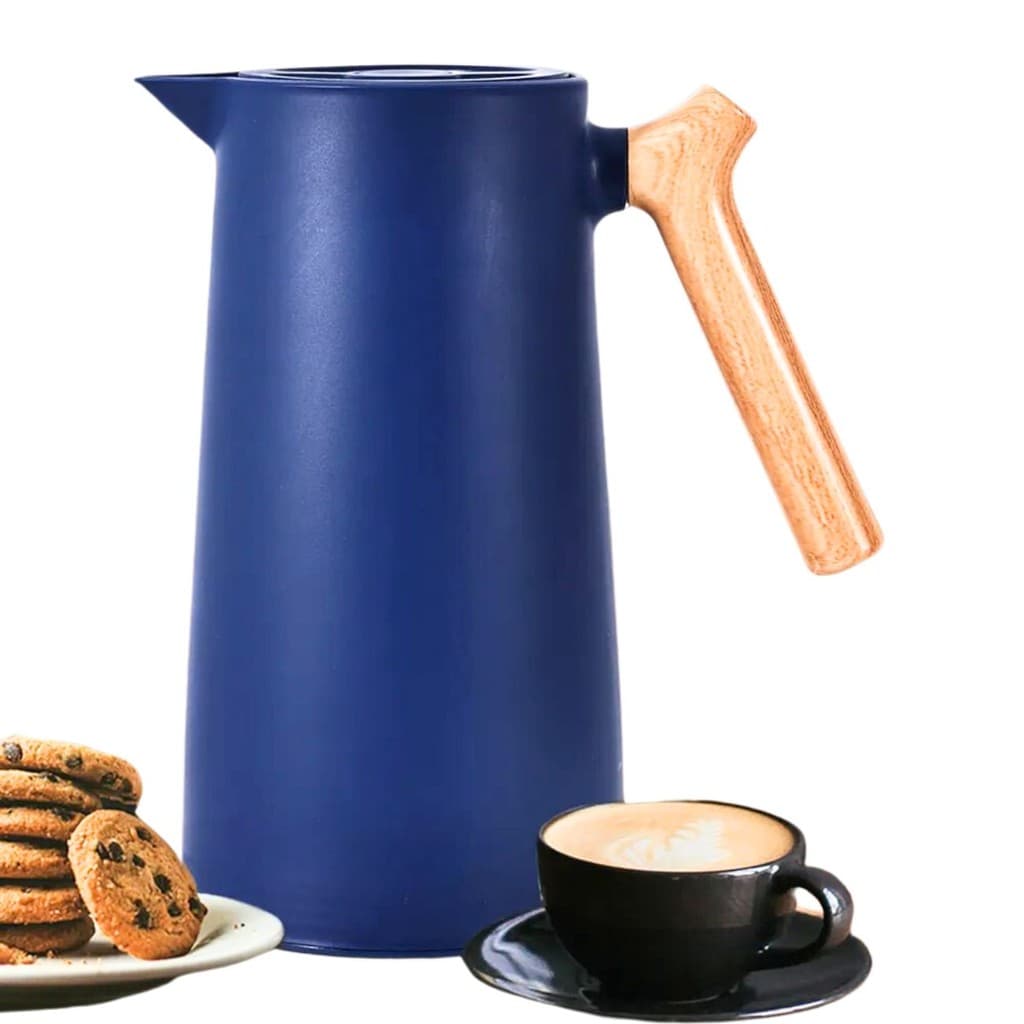 Garrafa Térmica Café Nórdica Azul 1 Lt Cabo Estilo Madeira