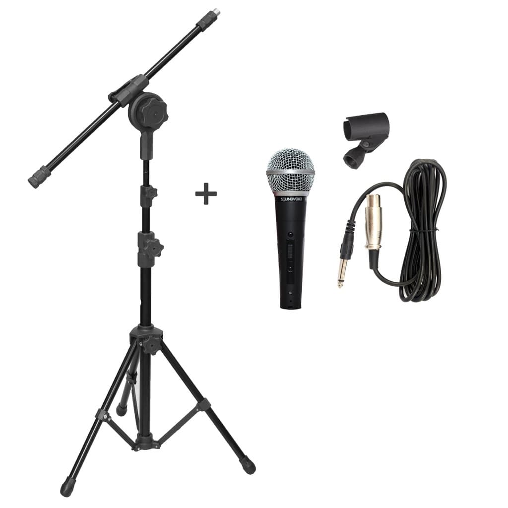 Pedestal Tripe para Microfone Compacto com Microfone SM58s