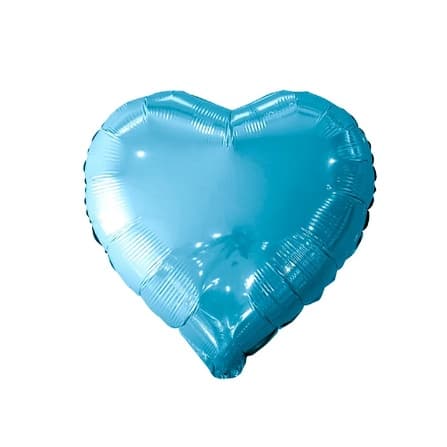 Balão Metalizado Coração Azul Claro 50cm