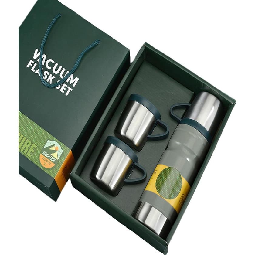 Kit Garrafa Camping C/ 3 Canecas 680ml Parede Dupla a Vacuo CP-34