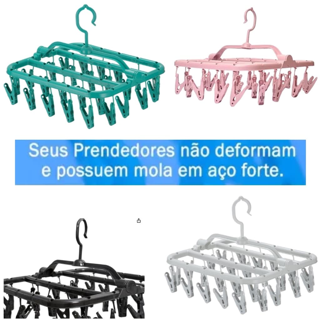 Varal Retrátil Reforçado Calcinha Cueca Meias Multiuso 26 Prendedores Varal Apartamento Secagem Delicada