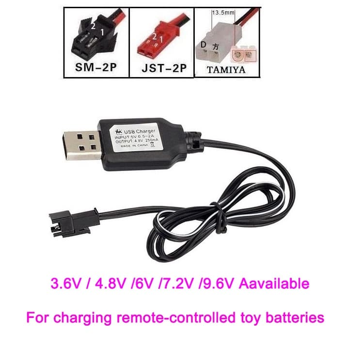 2 Pinos 3.6V 4.8V 6.0V 7.2V 9.6V Ni-CD/MH Carregador USB De Bateria Recarregável Para Brinquedos De Controle Remoto