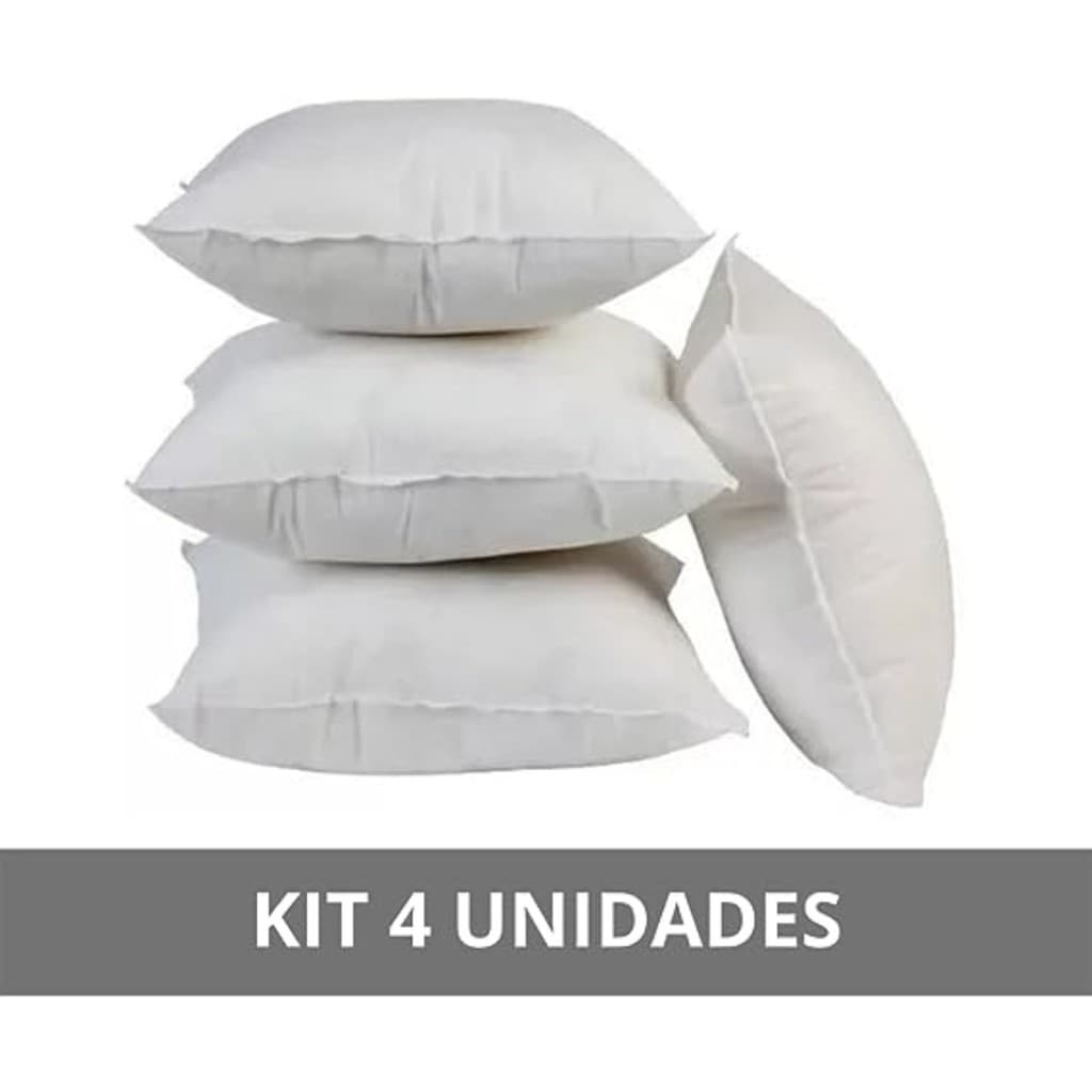 Kit com 4 Refil de Almofadas de 45x45 Fibra Mista Textil Decorativa