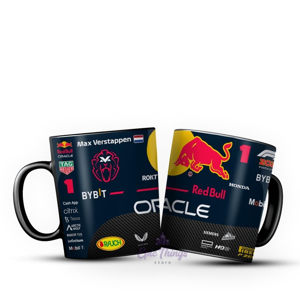 Caneca Formula 1 Red Bull Max Verstappen F1 Preta