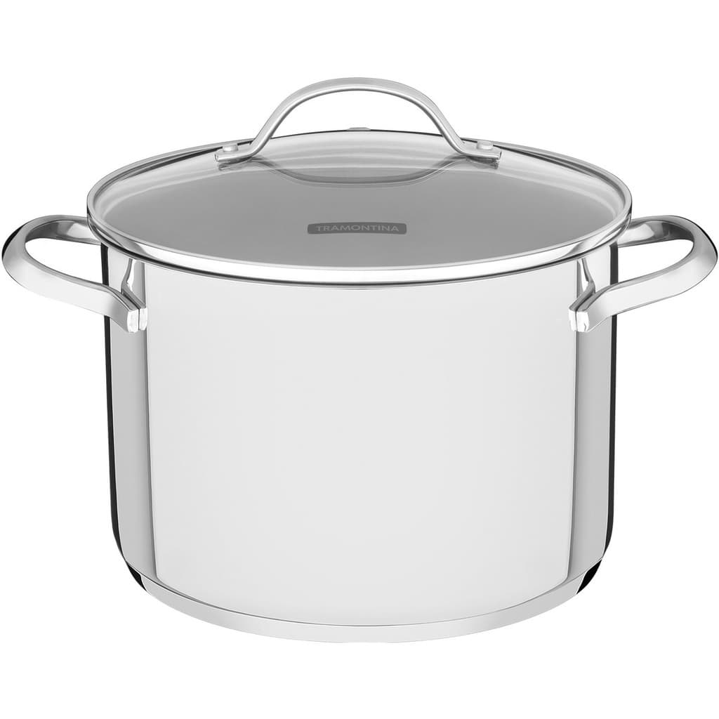 Caldeirão Tramontina Inox Tampa de Vidro Fundo Triplo Una 20cm