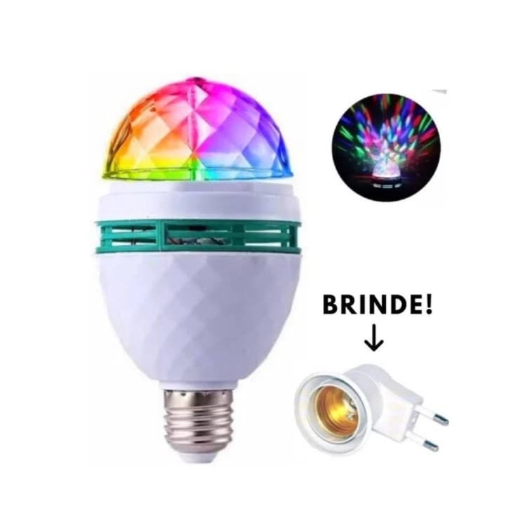 Lâmpada Globo Luz Led Rgb Festa Giratória Colorida com Socket Padrão