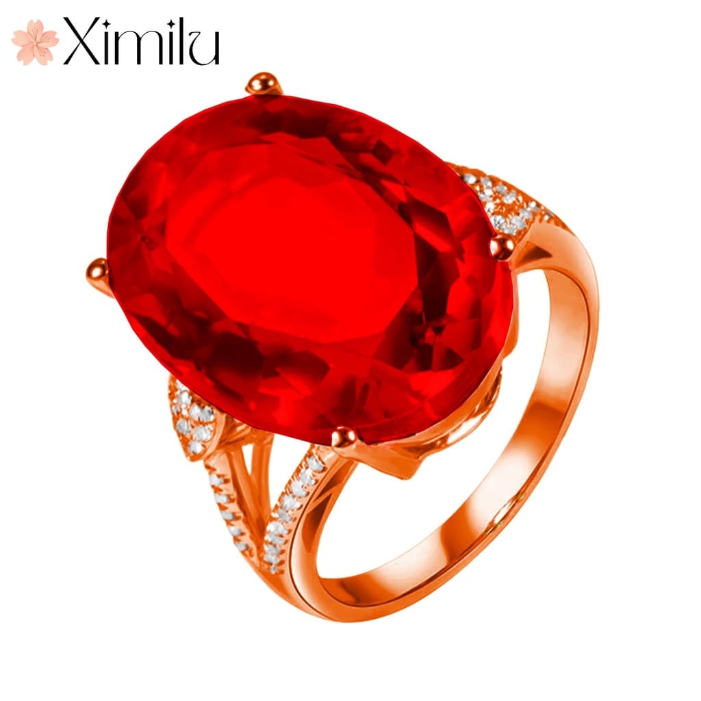 ❤ Original 18k Ouro Ouro Ouro Vermelho Diamante Mar Marinho Azul Topázio Anel de Prata Feminino Jóias Coloridas