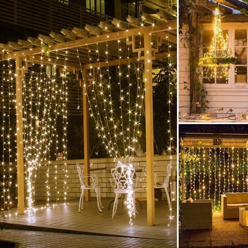 PISCA PISCA DE NATAL 3Mx3M 320 LED Cortina luz cortina romântica para casamento de natal 110V