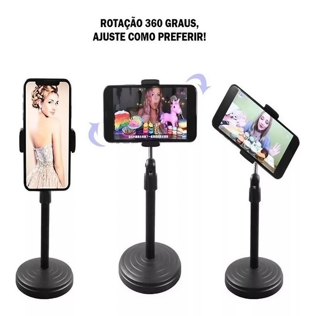 Suporte De Celular Mesa Pedestal Suporte 360 Universal Ajustável