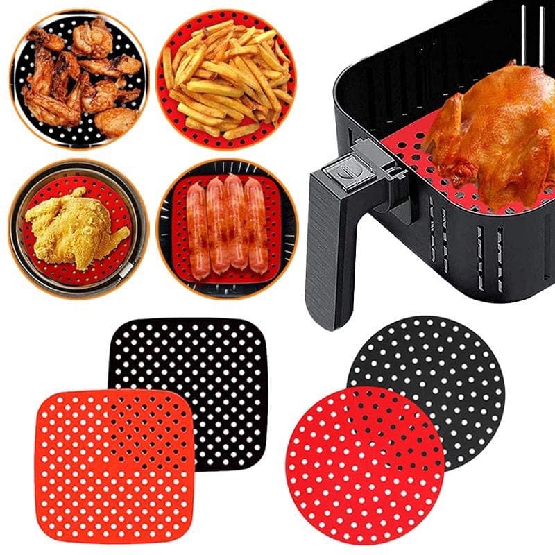 Tapete Air fryer Silicone Anti Aderente Protetor Fritadeira Elétrica Sem Óleo Forro Flexível Quadrado Cozinha Não Gruda Assadeira Forma