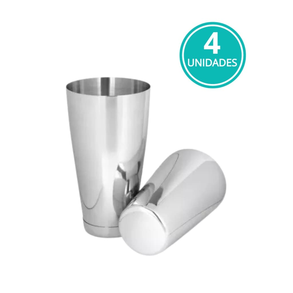 Kit 4 Coqueteleira Inox Profissional Boston Barman Drinks