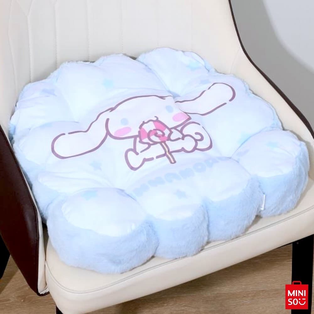 Almofada Sanrio Cinnamoroll Miniso – Travesseiro Quadrado Felpudo e Confortável para Decoração e Descanso