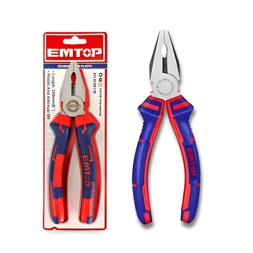 Alicate Universal 8 Polegadas Emtop Soft Grip Emborrachado Profissional Eficiente Multifuncional