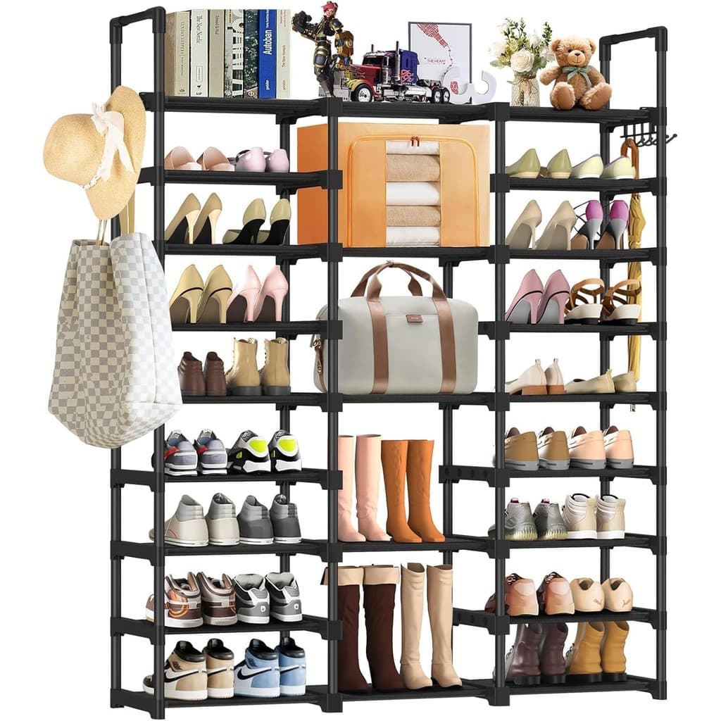 Sapateira Modular 4 em 1 Acomoda 55 Pares | Rack Vertical • Sapateira Clássica • Prateleira Escalonada • Estante Baixa