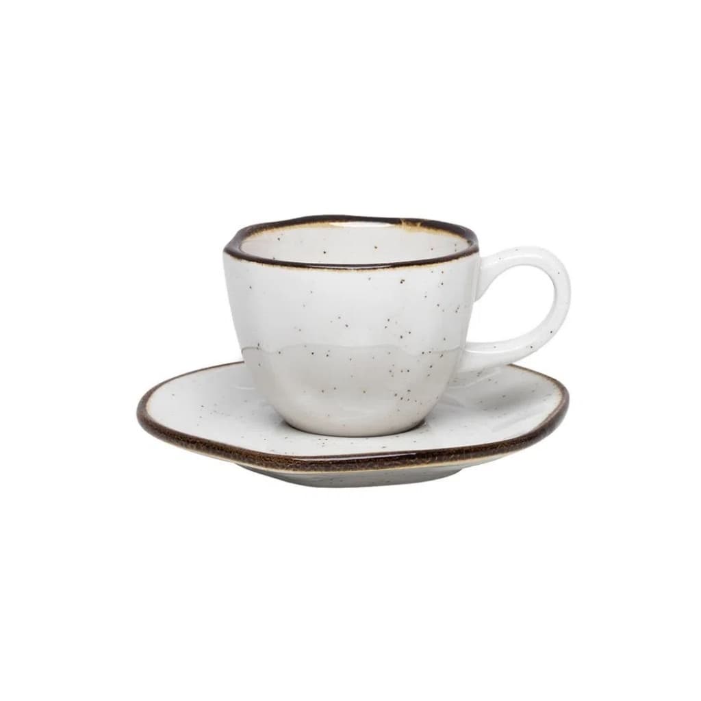 1 Xícara Café Pequena Premium 75ml com Pires Ryo Maresia Porcelana Oxford Areia Ideal Cafézinho