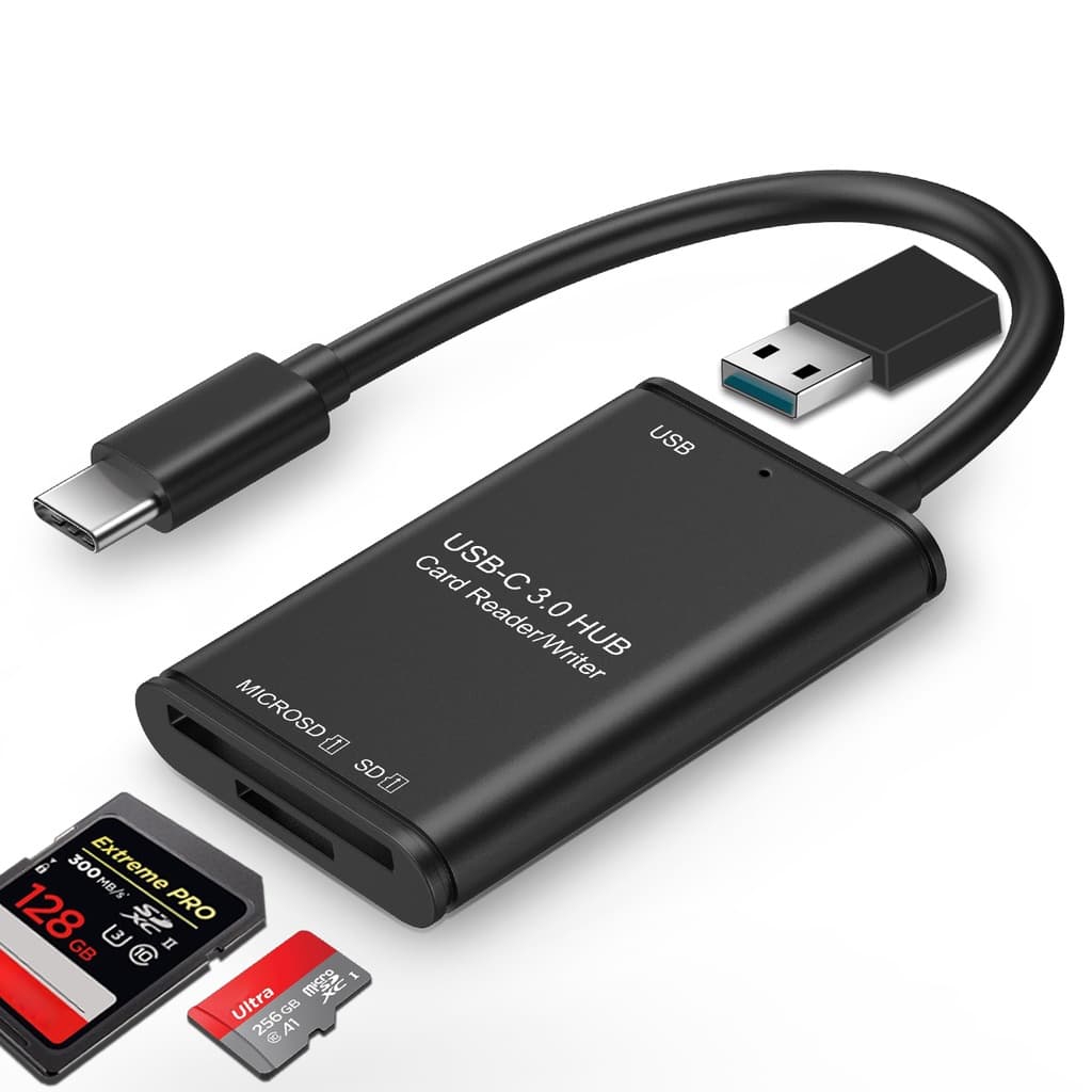 Leitor de Cartão de Memória USB Tipo C SD Card MicroSD e Entrada OTG P/ Celular Notebook PC