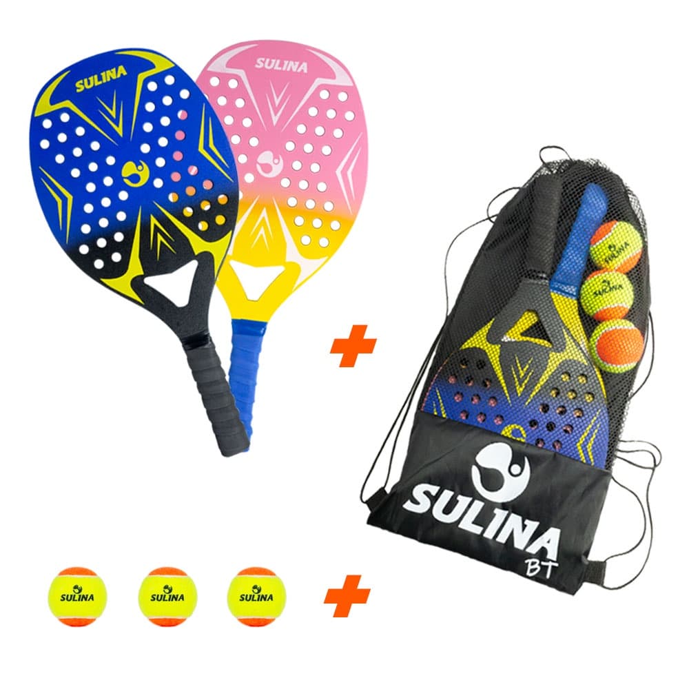 Kit 2 Raquete Beach Tennis com 3 Bolas Oficiais ganhe Capa