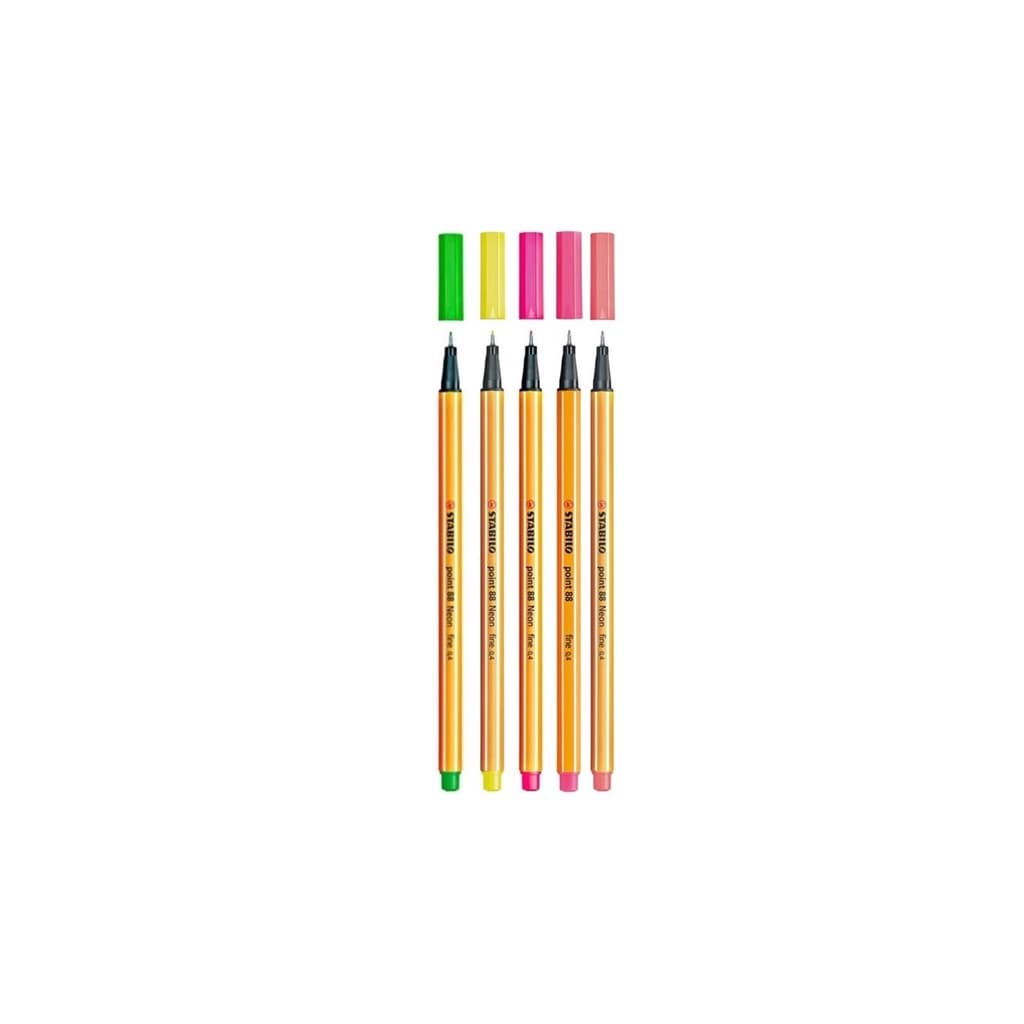 Caneta Stabilo Point 88 Fineliner - 5 Cores Neon