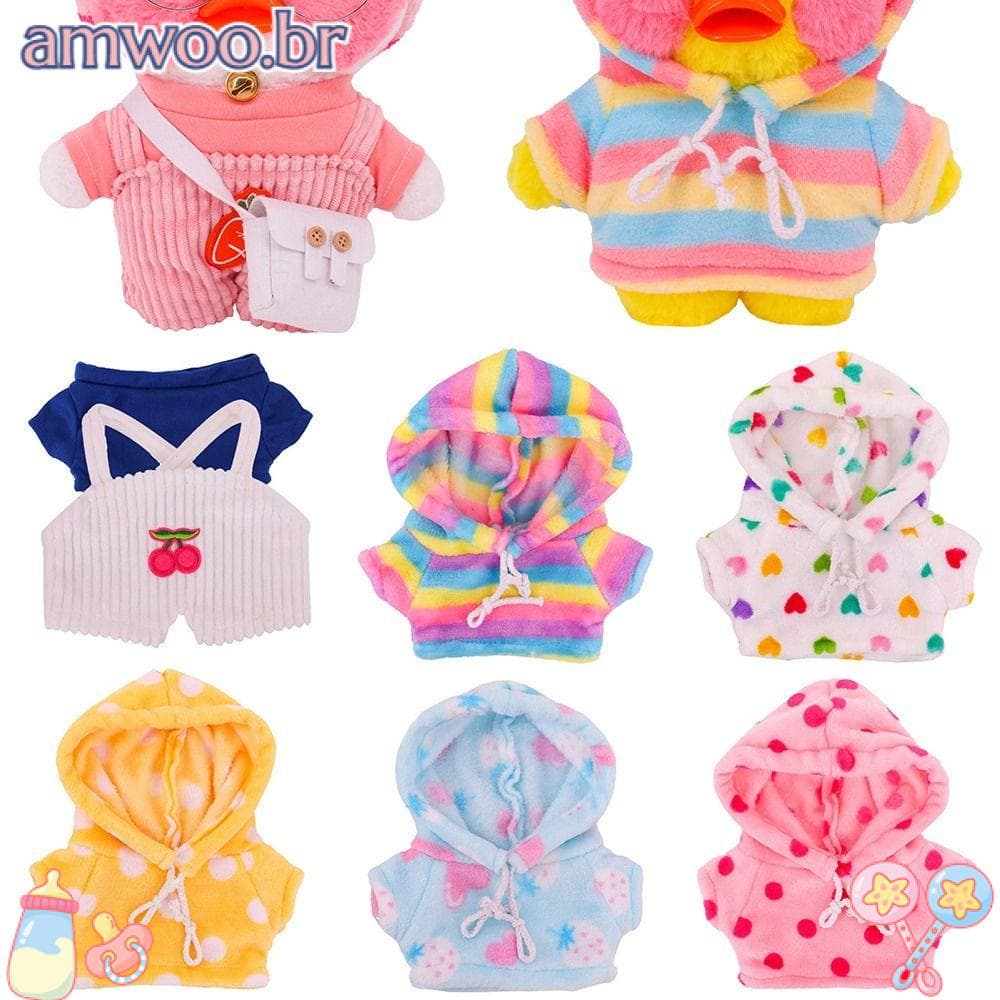 AMWOO Camiseta Doll Sweater De Alta Qualidade 30cm Duck Toy Rompers Roupas De Capuzes Bonitos
