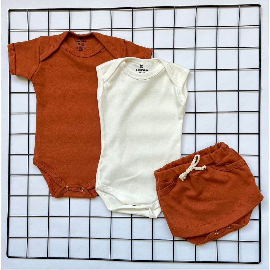 Conjunto de Bebê Menina Infantil Tons Terrosos 100% Algodão.