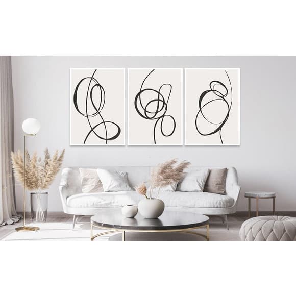 Quadros Decorativo 3 peças 20x30 Mosaico Mdf Alta Resolução Full HD Abstrato Rabisco