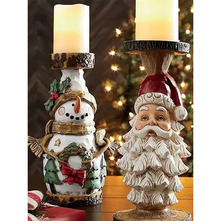 Castiçal De Papai Noel 150g Para Casa , Sala De Estar , Mesa , Resina , Decoração De Natal