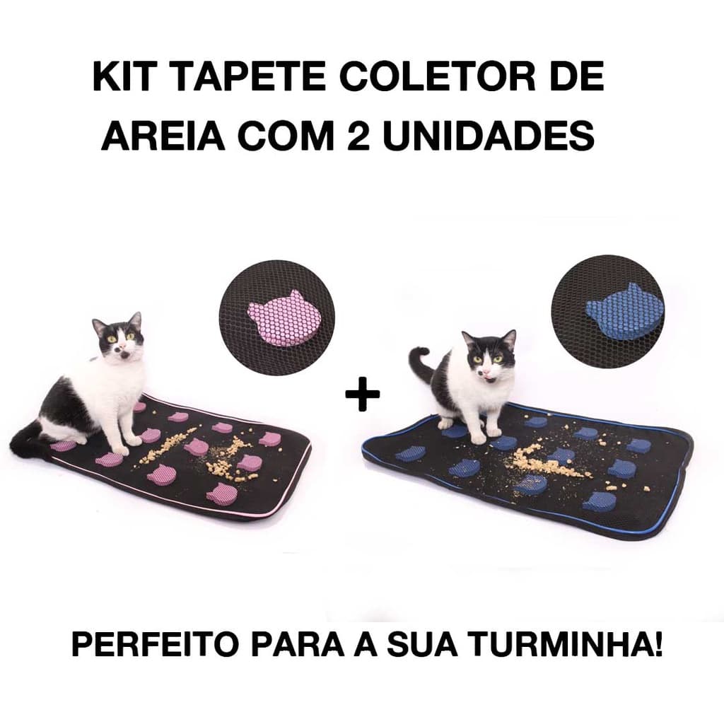 KIT COLETOR DE AREIA PARA GATOS C/ UNIDADES ROSA E AZUL