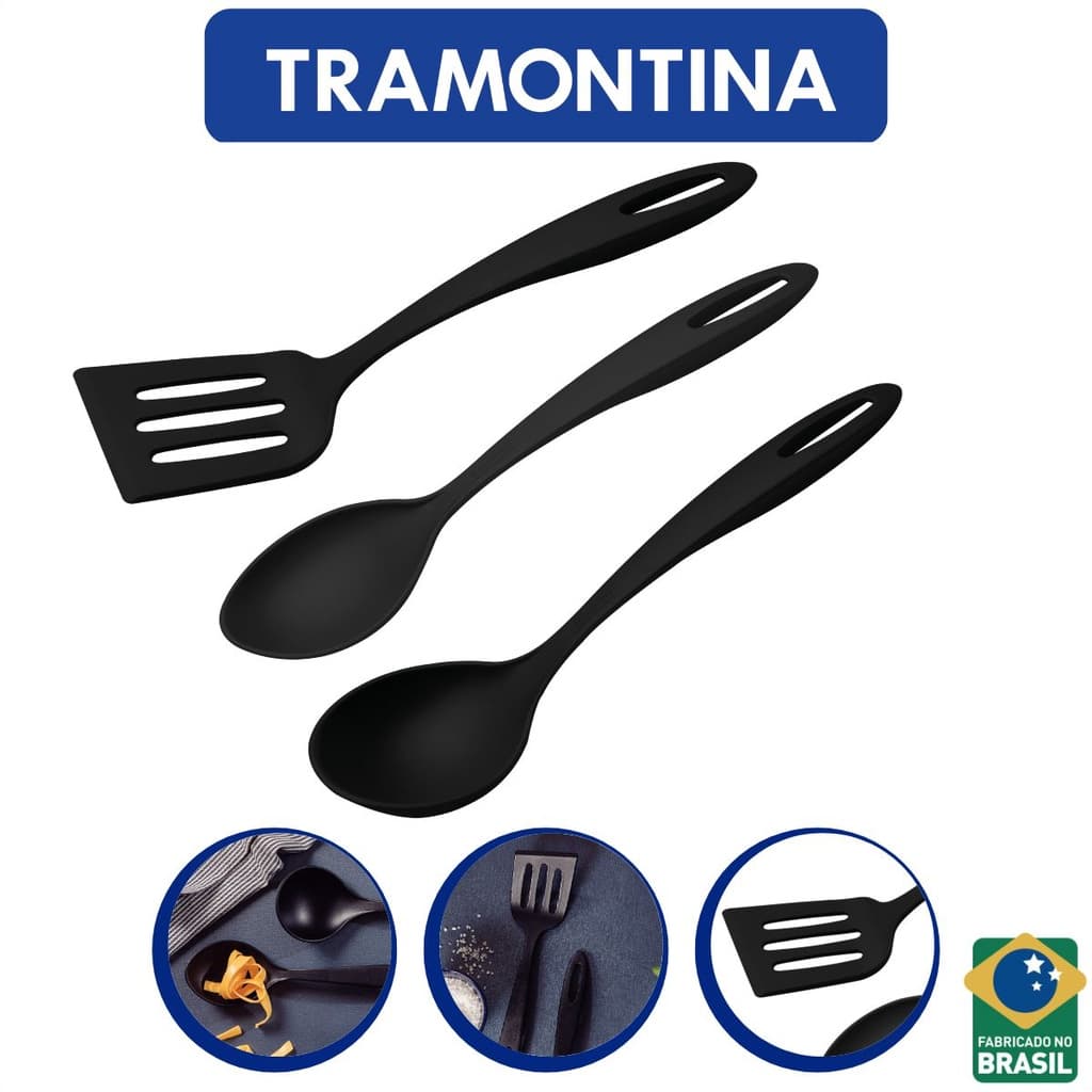 Jogo De Utensílos Ability 03 Peças Em Nylon Antiaderente Tramontina
