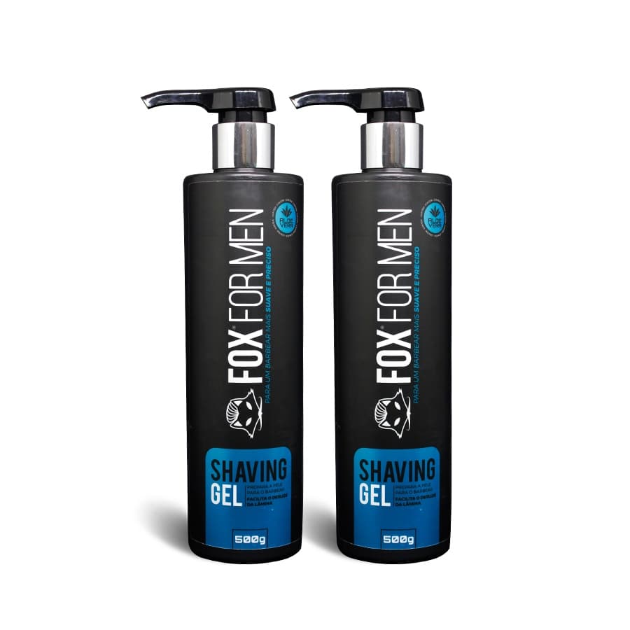 Kit 2 Shaving Gel Barbear 500g Fox For Men Transparente Aloe Vera Mentol