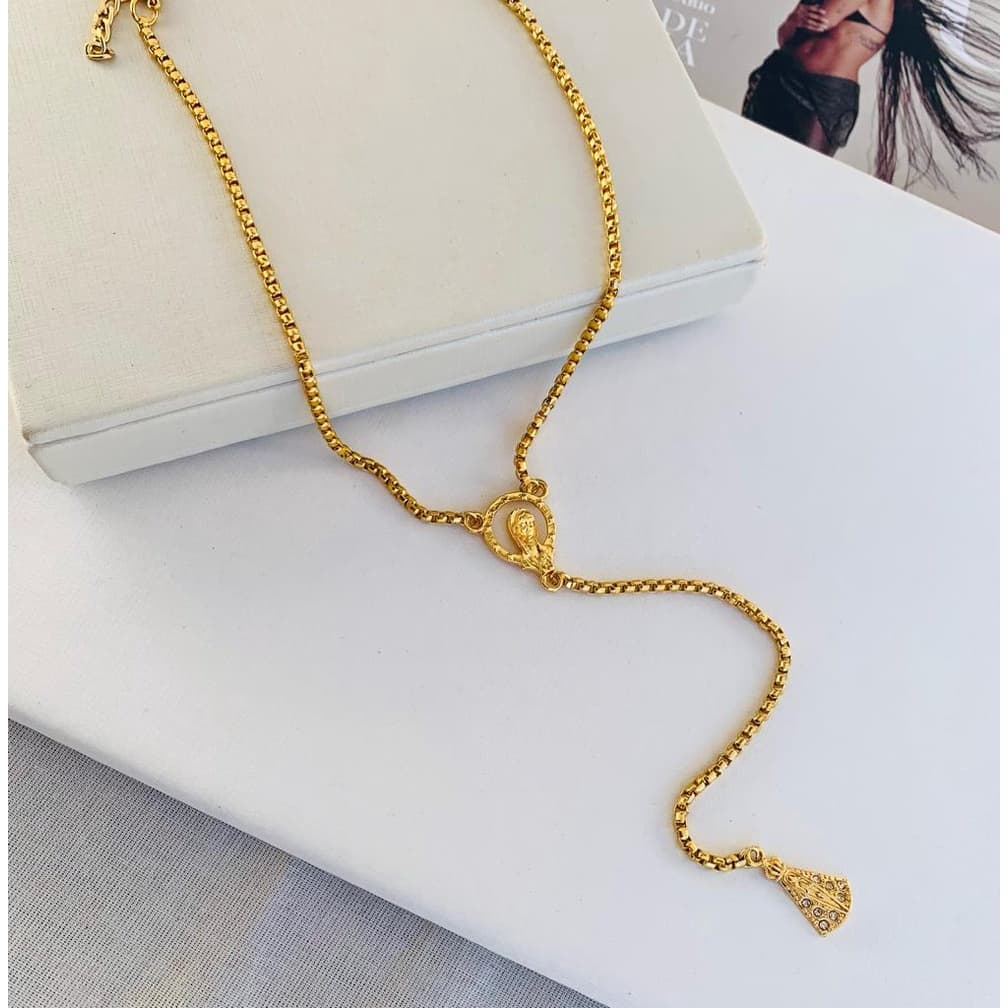 Colares banhados a Ouro colar modelo Gravata Religiosa Nossa Senhora