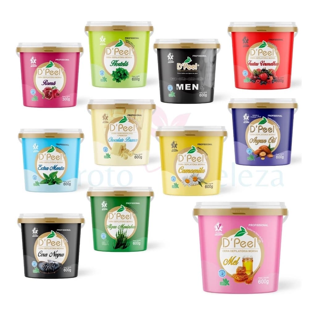 Cera Depilatória Hidrossolúvel Morna Microondas ou Termocera 600g (DPEEL) Escolher Fragrâncias: