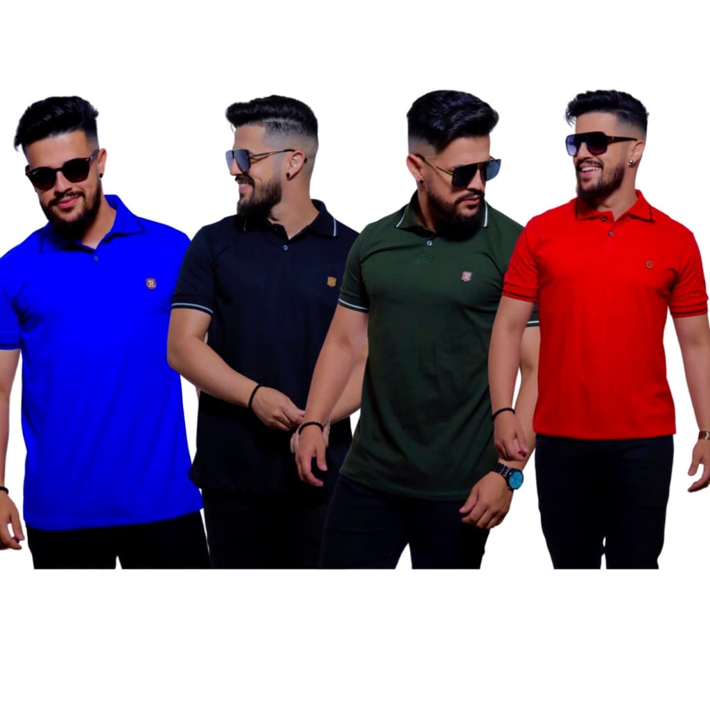 Kit com 06 Camisetas Gola Polo Masculina Casual Básica 100% Algodão ( Cores Variadas )