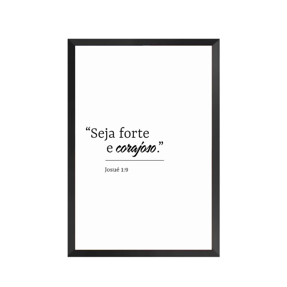 Quadro Unitário Fé Coragem Minimalista Moldura Preta