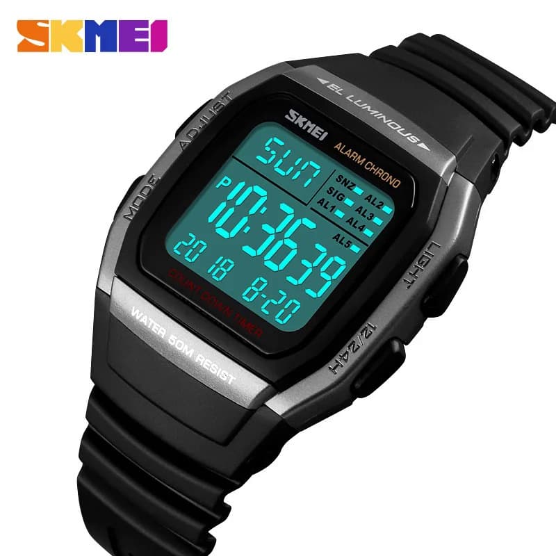 SKMEI Relógio Luminoso montre homme 1278 Relógios Esportivos Digitais De Tempo Duplo Para Homens Chrono Countdown De Pulso Casual Outdoor De Presente Requintados
