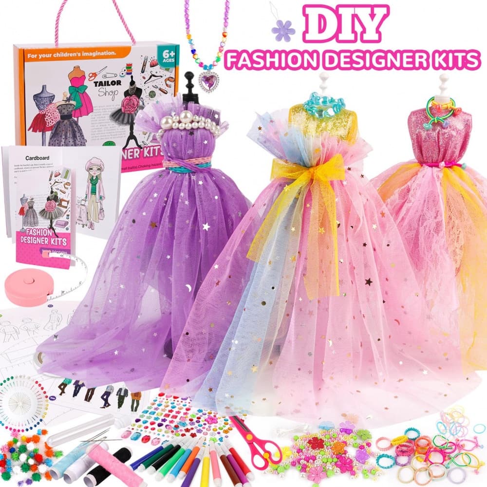 309PCS Fashion Designer Kit Para Meninas , Kits De Costura Com 2 Manequim , Estúdio De Moda De Criatividade De Bricolage E Artesanato Brinquedos Educativos , Presente De Aniversário Adolescentes