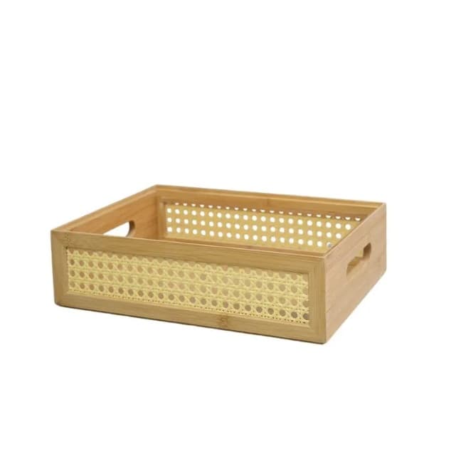 Caixa Organizadora Empilhável de Bambu e Palhinha 32cm Caixa Organizadora Empilhável de Bambu e Palhinha 32cm