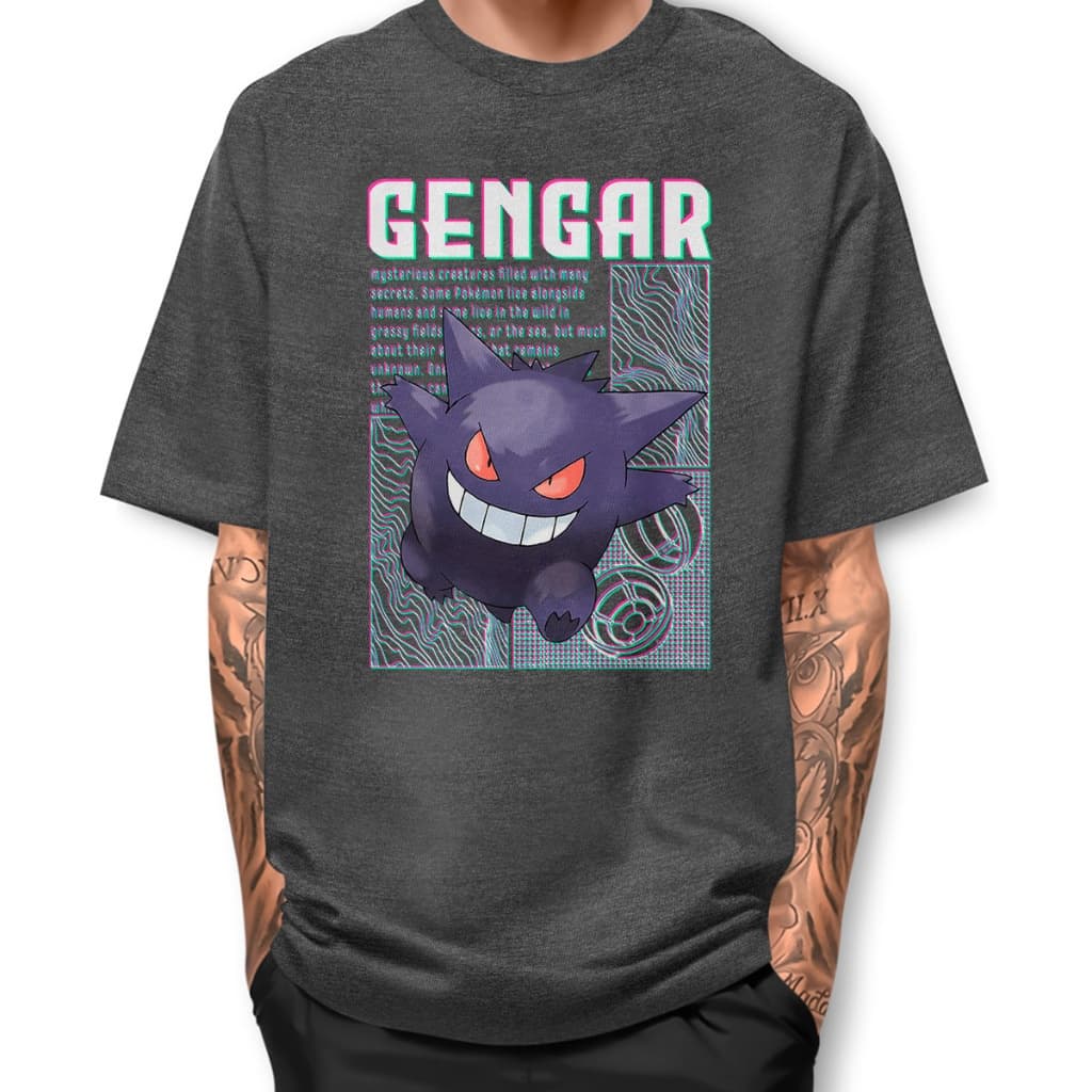 Camisa  Pokedex Gengar Camiseta Basica Street Fio 30.1 Algodao BJ1