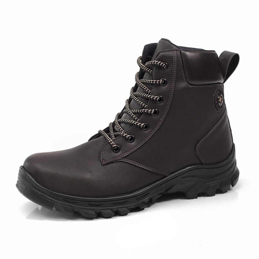 Bota Coturno Masculina Casual Café Confortável Bota Modelo Adventure Cano Médio JCL