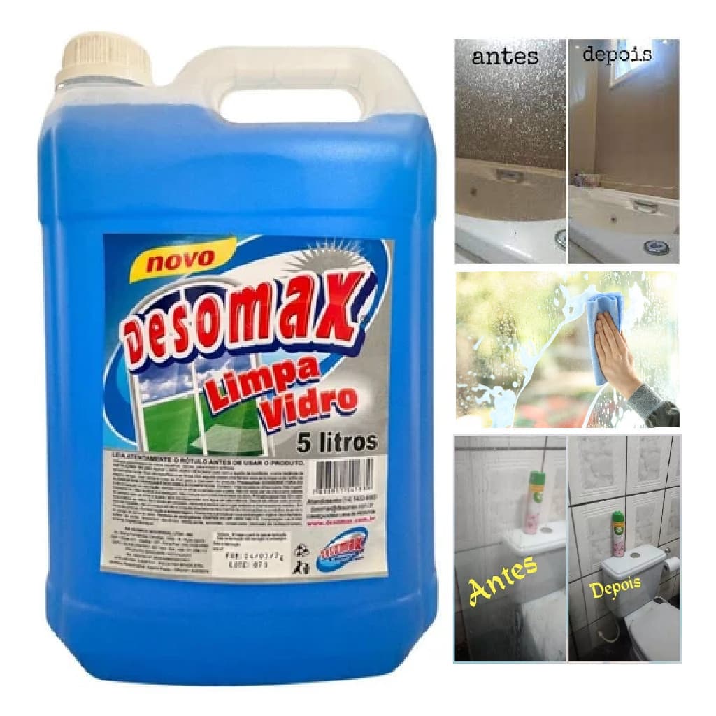 Limpa Vidros Limpa Box Limpa Espelhos 5 Litros Desomax Muito Mais Brilho