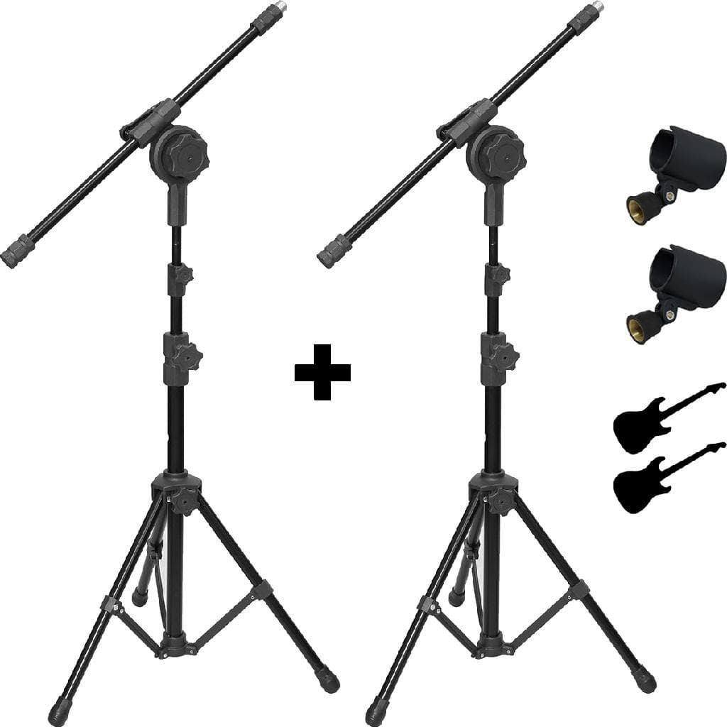 Pedestal para Microfone Sem Fio Girafa de 2 Estagios com Cachimbo e Adesivos Kit com 2
