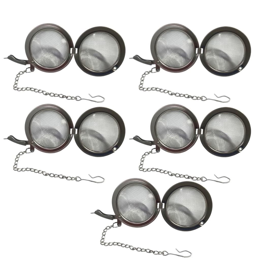 Kit com 5 Mini Infusores Coador de Aço Inox para Chá em Folhas ou Ervas