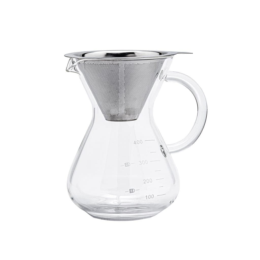 Passador de Café em Vidro 400ml com Filtro em Aço Inox Prateado Oxford Bule Jarra