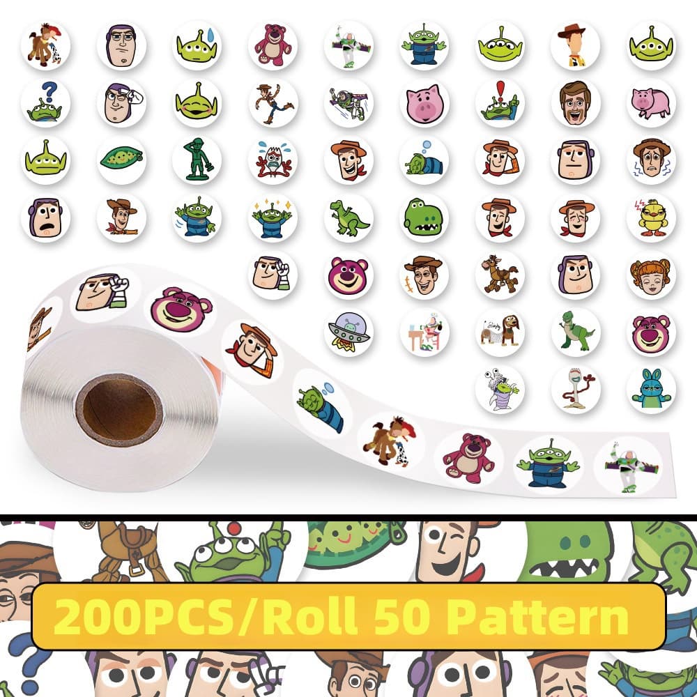 200PCS/Roll Anime Toy Story Adesivos Decorativos De Vedação Rolo De Para Capacete De Bicicleta Decalques De Lápis LanLanStickersWorld