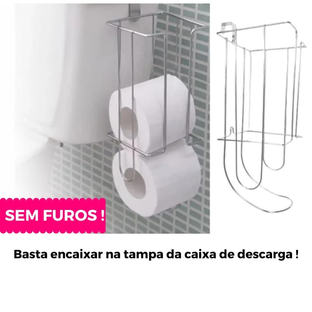 Suporte para 3 Rolos de Porta Papel Higiênico basta Fixar na Caixa Acoplada do Vaso Sanitário