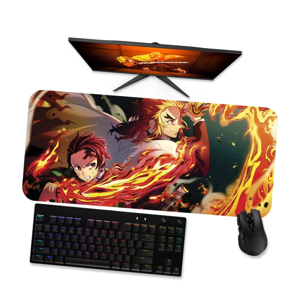 Mouse Pad Gamer Grande Demon Slayer Tanjiro Rengoku 1 90x40 80x40 60x40 70x30 45x40